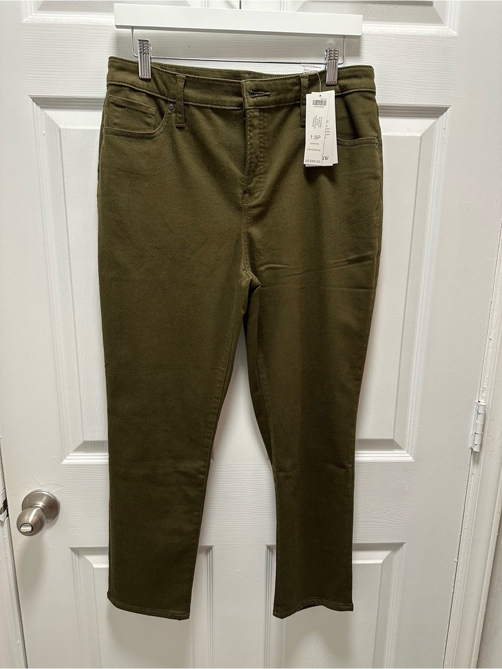 NWT Chico's So Slimming Girlfriend Slim Leg Ankle Jeans Olive Green 1.5P (10P)